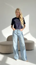 vasarinė maikutė moterims melynos spalvos