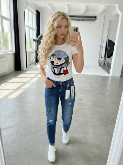 baltos saplvos moteriška maikutė