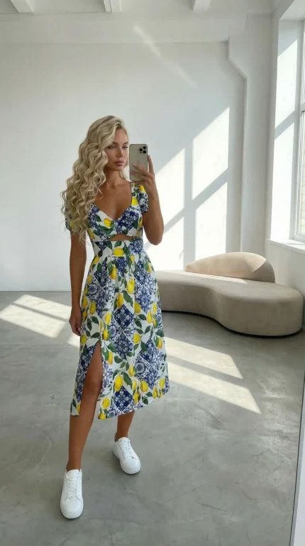 Vasarinės suknelės su citrinomis