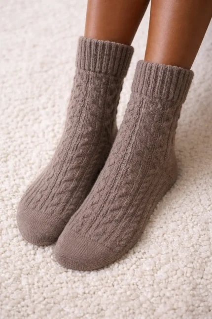 angoros vilnos kojinės pelenu ruda spalva