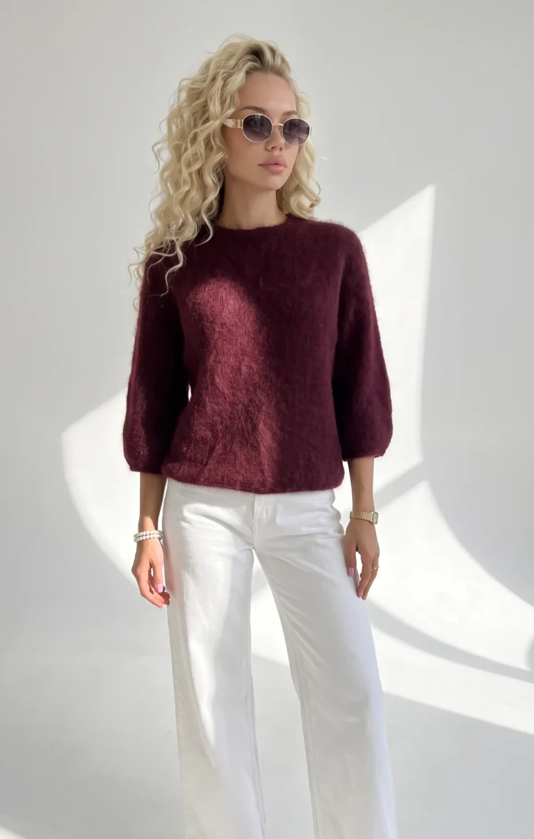 bordo moheros megztinis