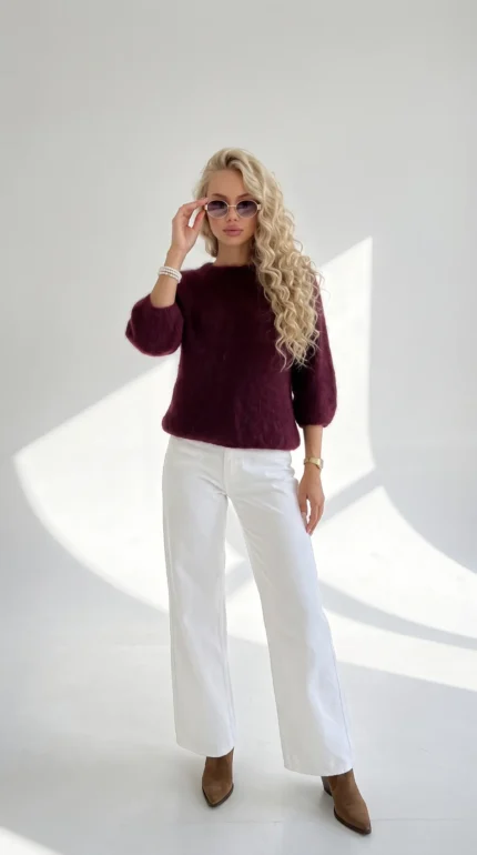bordo moheros megztinis 2