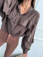 moteriški marškinėliai ruda spalva