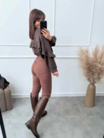 moteriški marškinėliai rudos spalvos