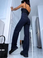 wid leg moteriški džinsai