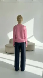 plačios moteriškos kelnės melyna spalva