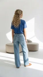 Moteriškos maikutės su užrašu melynos spalvos