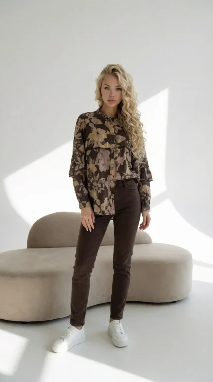 marškinėliai moterims rudos spalvos