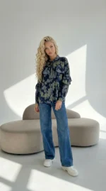 marškinėliai moterims melynos spalvos