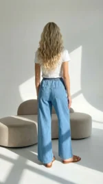 platūs džinsai moterims. vasarai