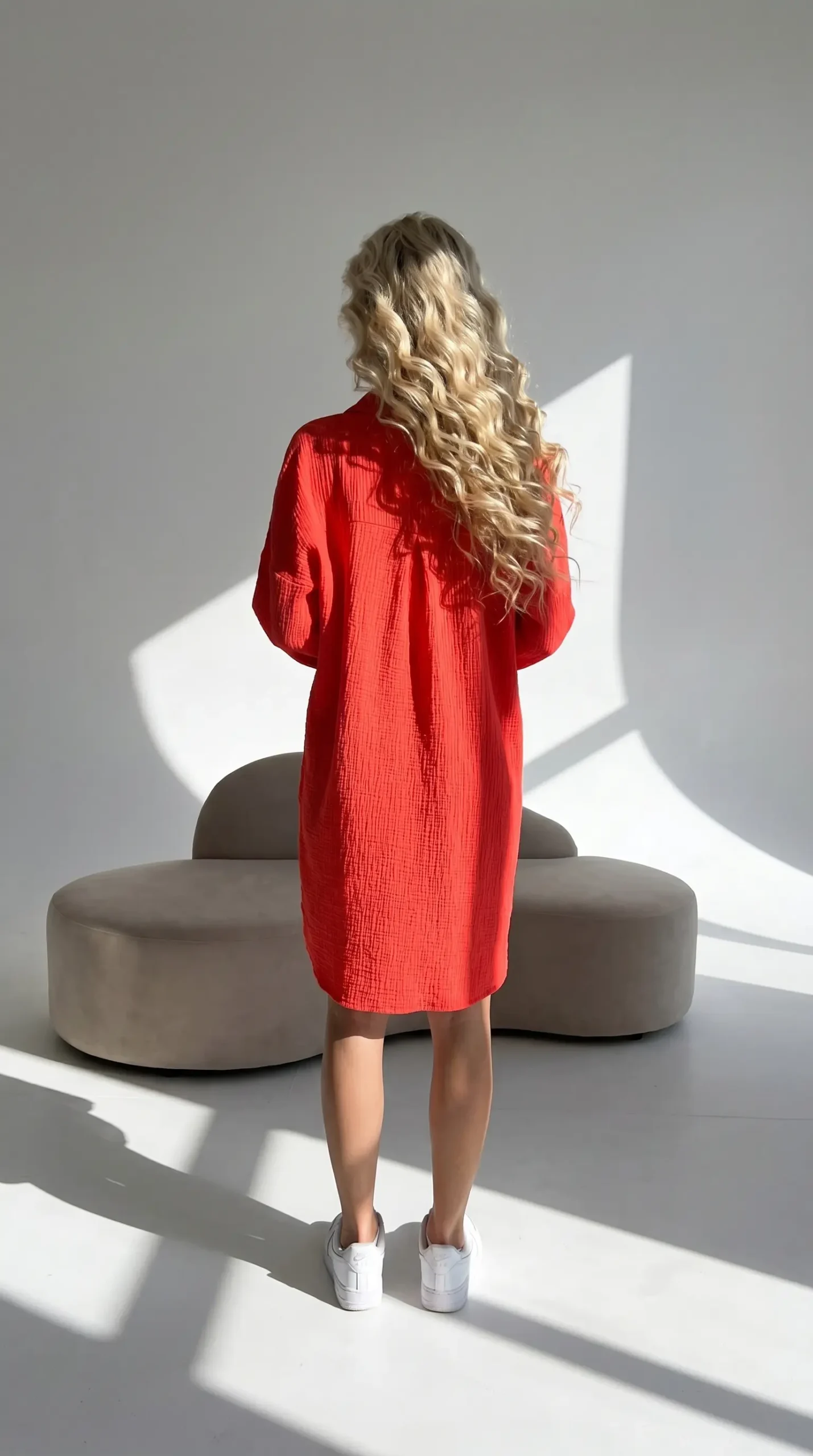 Muslino marškinių suknelė rozine