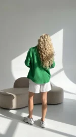 balti muslino šortai