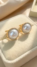 skarelės žiedas su perlu ir kristalais